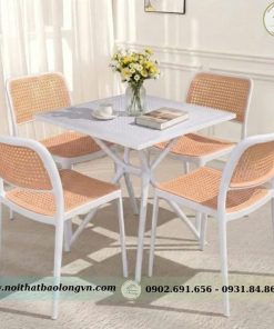 Bộ bàn ghế cafe nhựa giả mây BL02 - Ảnh 4