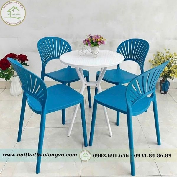 Bàn ghế nhựa đúc cánh hoa - Ảnh 3