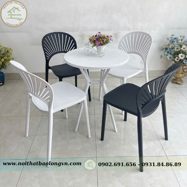 Bàn ghế nhựa đúc cánh hoa - Ảnh 2