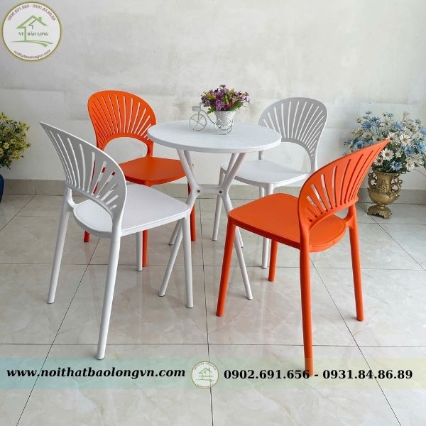 Bàn ghế nhựa đúc cánh hoa - Ảnh 7