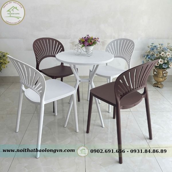 Bàn ghế nhựa đúc cánh hoa - Ảnh 6