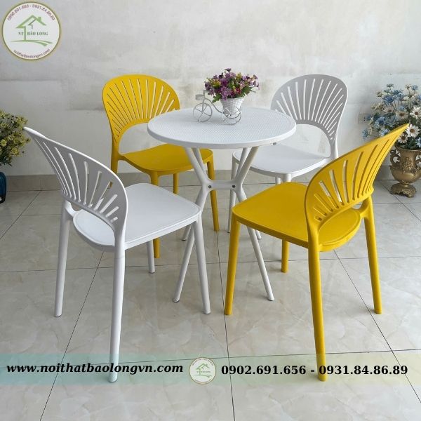 Bàn ghế nhựa đúc cánh hoa - Ảnh 5