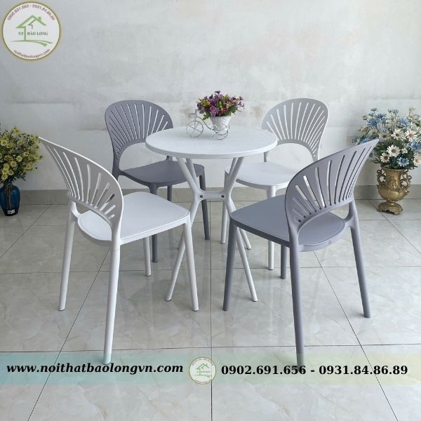 Bàn ghế nhựa đúc cánh hoa - Ảnh 4