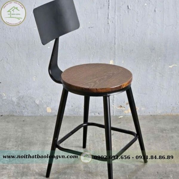 Ghế cafe khung sắt mặt gỗ - Ảnh 4