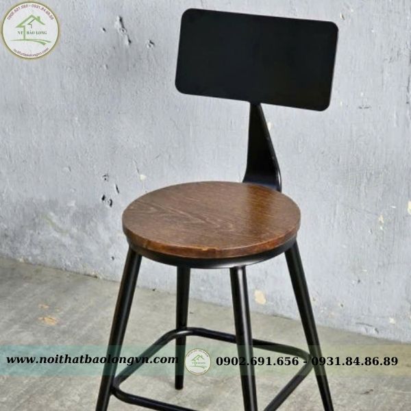Ghế cafe khung sắt mặt gỗ - Ảnh 5