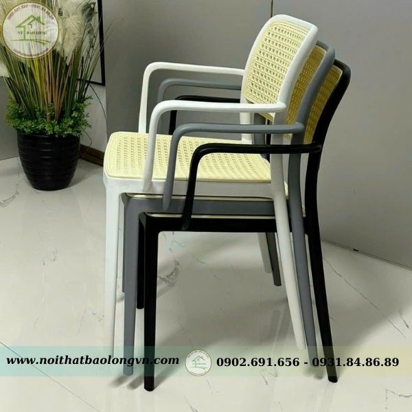 Ghế nhựa giả mây có tay - Ảnh 7