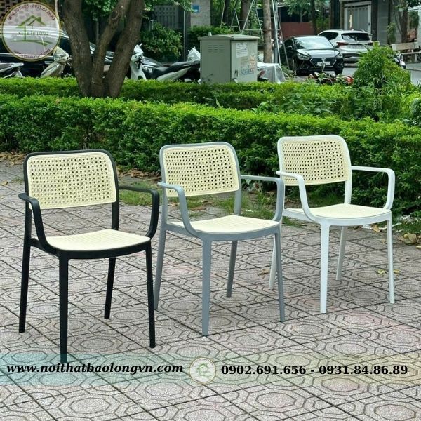 Ghế nhựa giả mây có tay - Ảnh 6