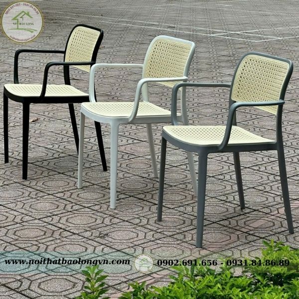 Ghế nhựa giả mây có tay - Ảnh 4
