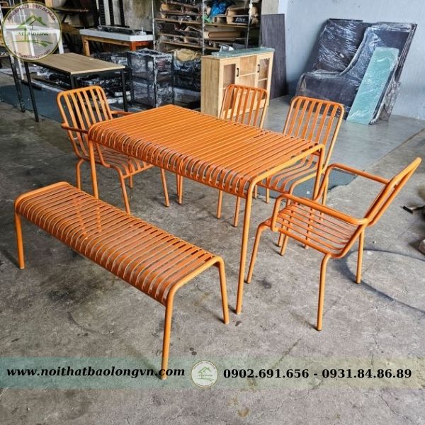 Bộ bàn ghế sắt ngoài trời BL001 - Ảnh 5