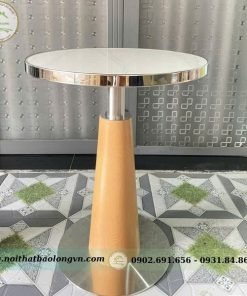 Bàn tròn tiếp khách chân inox mặt đá
